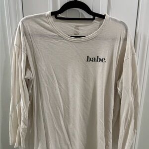Aerie Cream Long Sleeve Tee